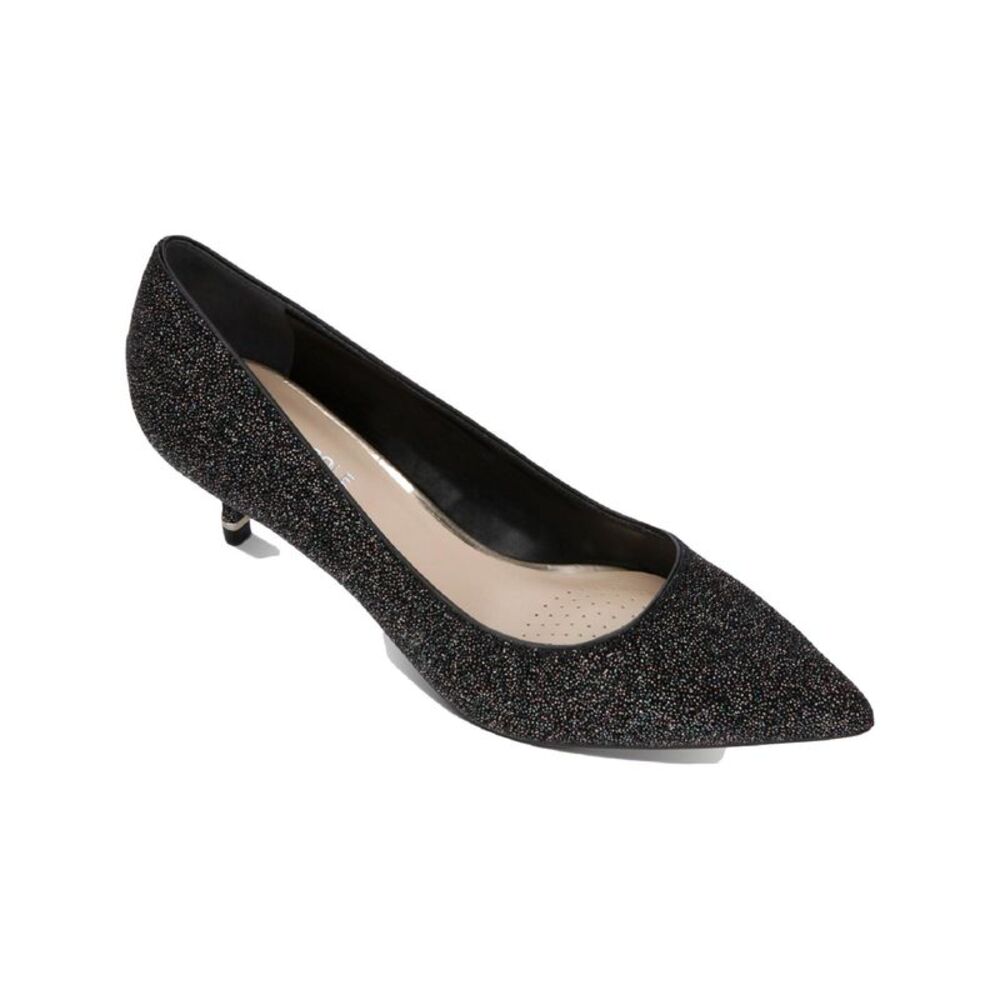 KENNETH COLE Womens Black Morgan Pointed Toe Kitten Heel Slip On Pumps 7 M